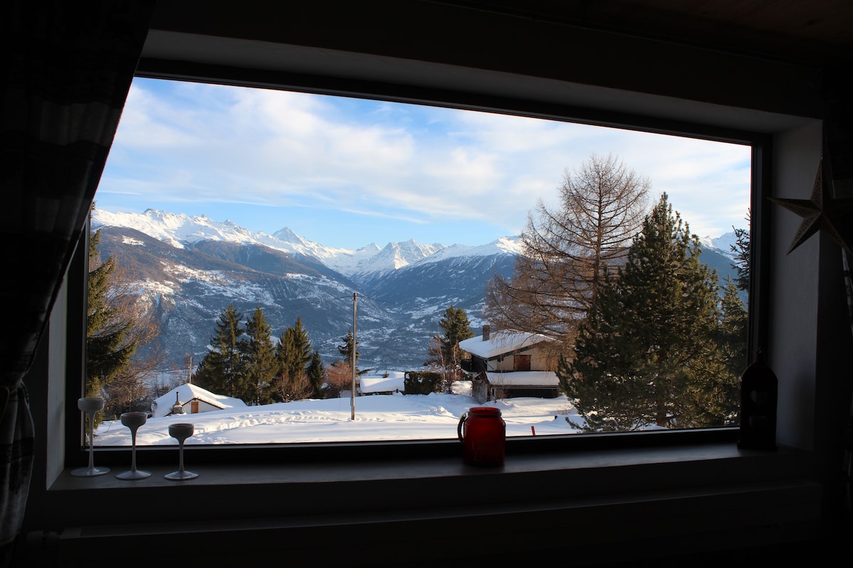 可欣赏阿尔卑斯山美景的度假木屋