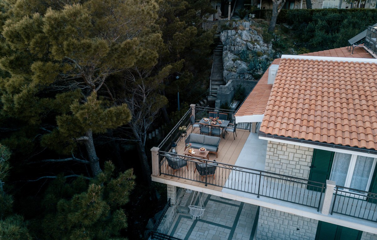 Villa AMore Brela ：带露台的海景套房
