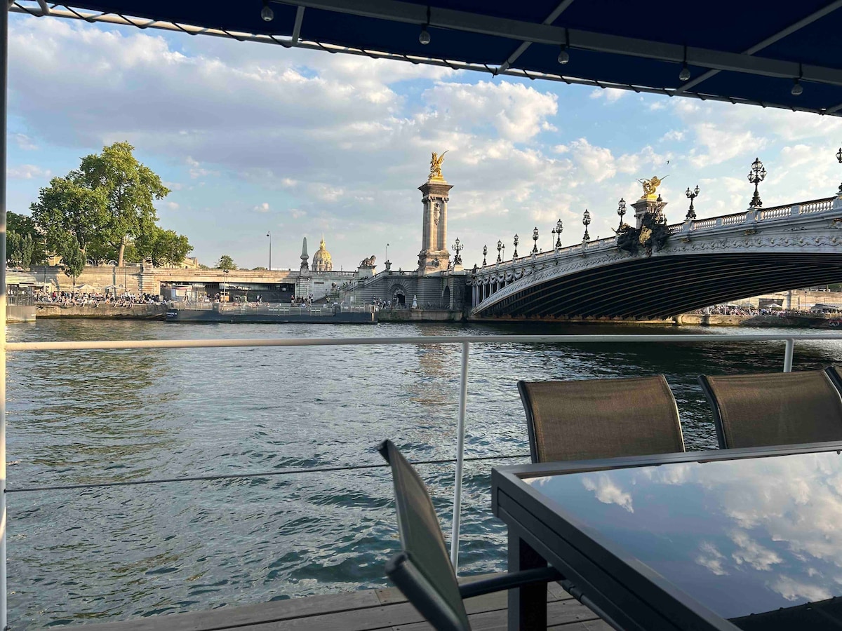 Péniche de charme au pont Alexandre III