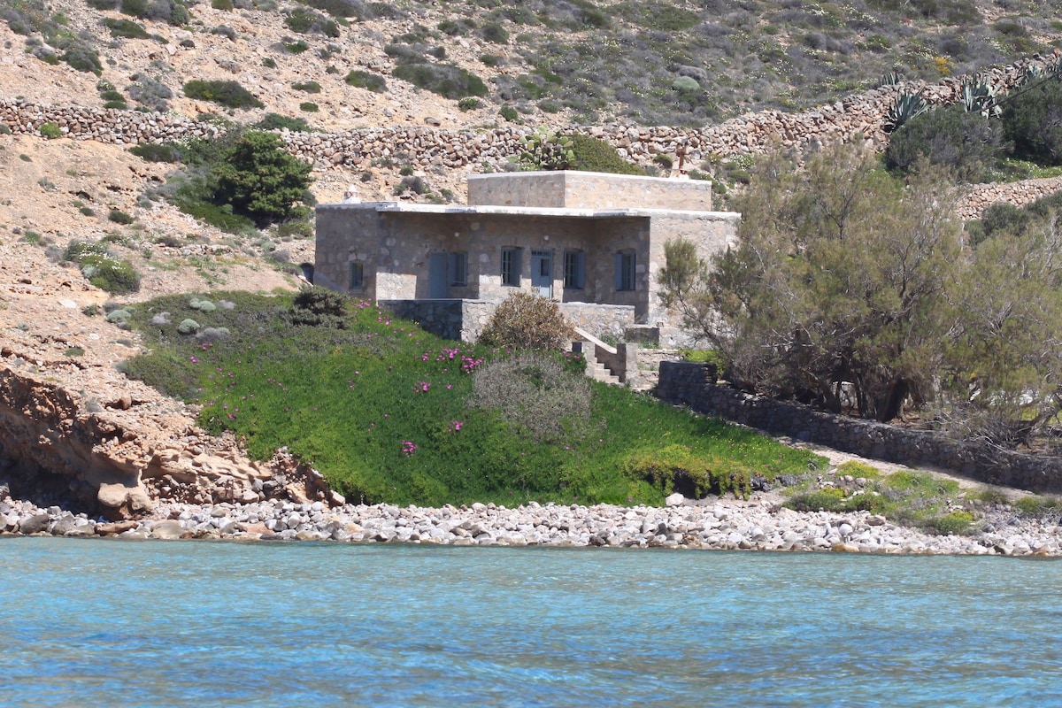 Old rustic stone beach house.