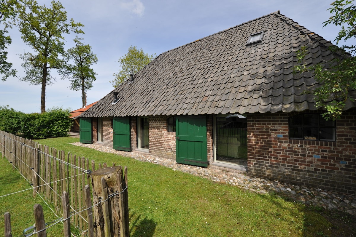 位于Nieuwleusen的时尚农舍，带私人花园和桑拿