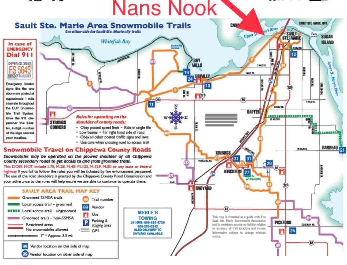 Snowmobile trail and beach  access near Nan’s Nook