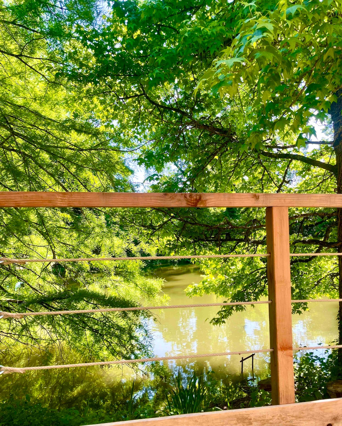 Terrasse sur l’eau, gîte en châtaignier