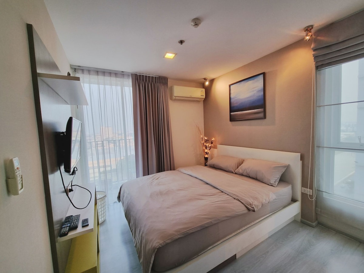 舒适的1居室公寓，靠近Impact Mueng Thong和廊曼国际机场（ DMK ）