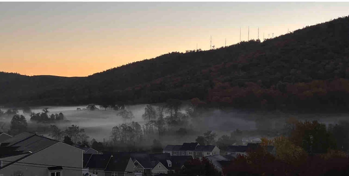 Cville市中心附近的山景热水浴缸