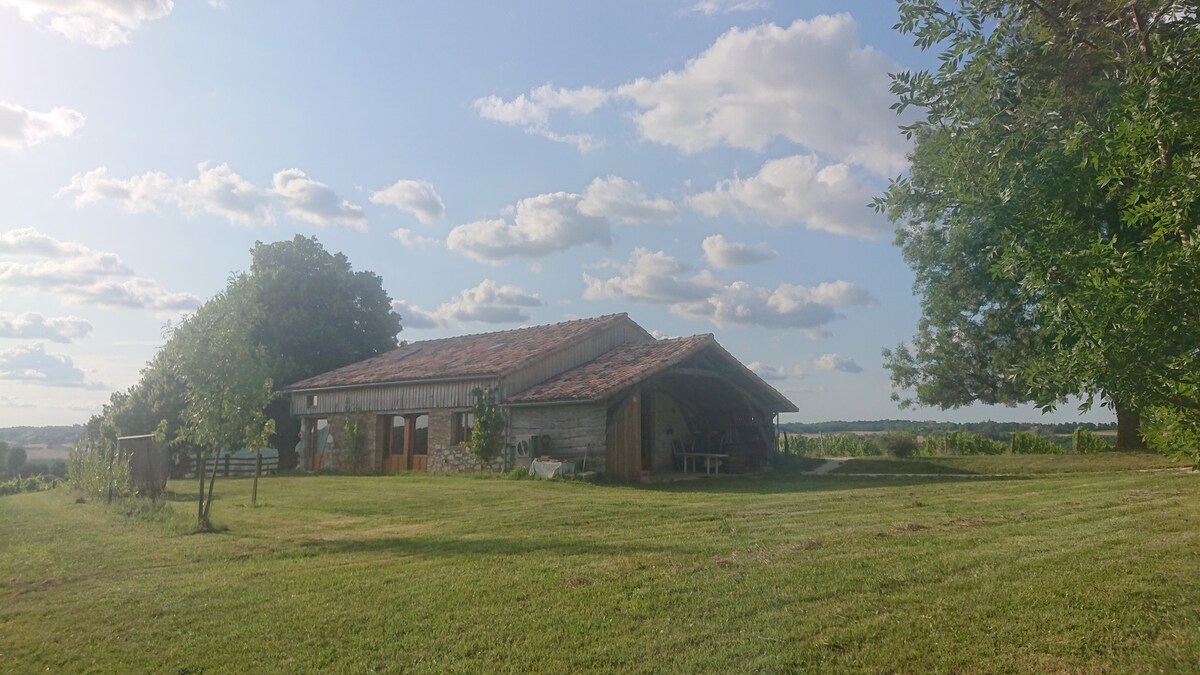 Une ancienne grange au milieu des vignes...