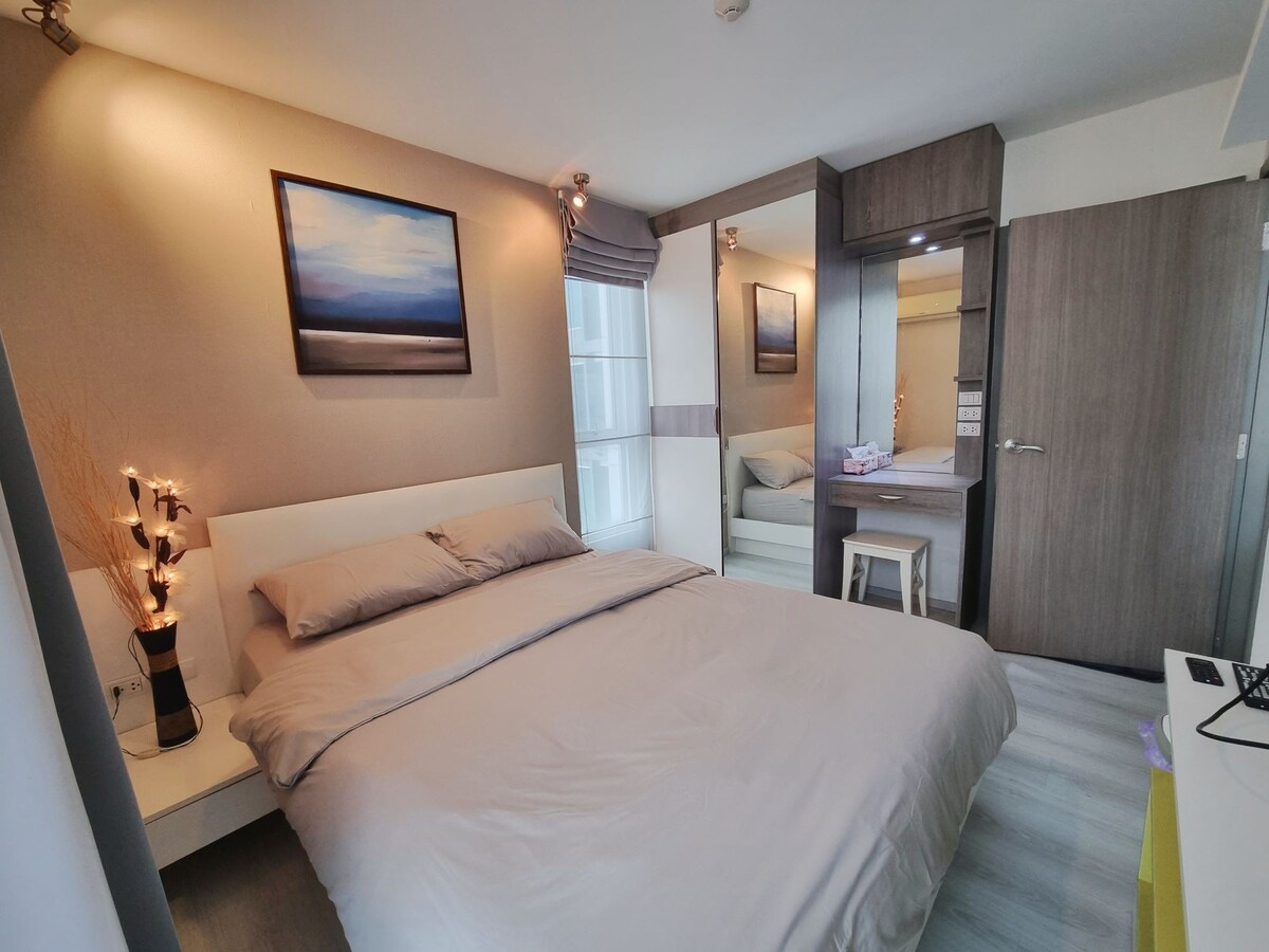舒适的1居室公寓，靠近Impact Mueng Thong和廊曼国际机场（ DMK ）