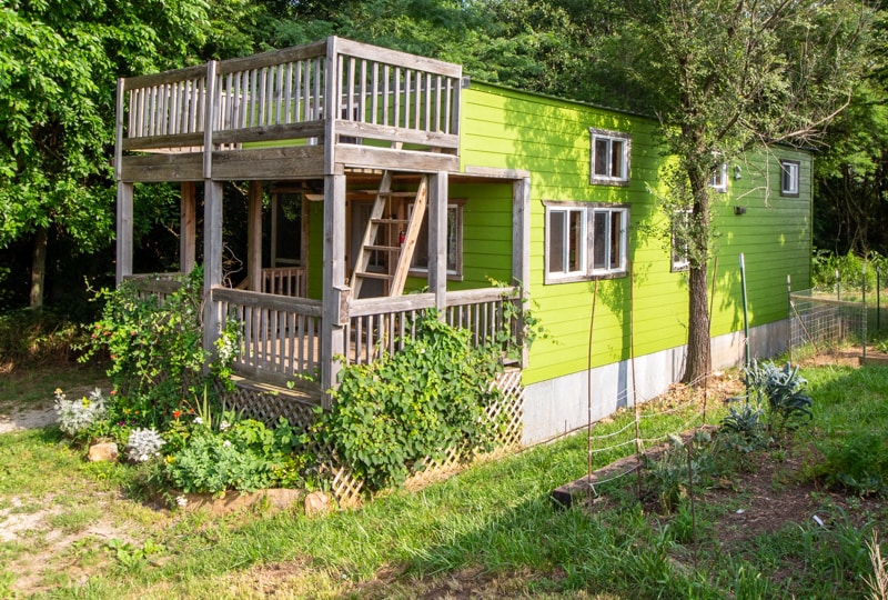 Tiny house on an organic flower and vegetable farm