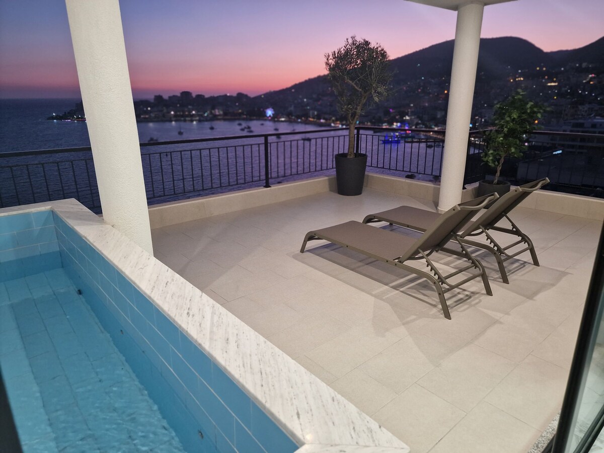 Swimming Pool in Balcony with Sea and City View