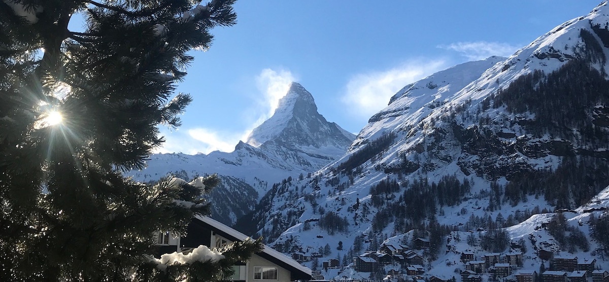 马特霍恩（ Matterhorn ）景观，现代公寓，靠近滑雪缆车