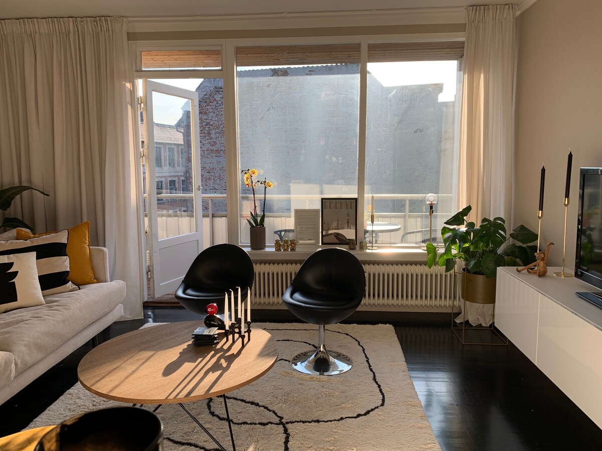 位于Vesterbro阳台中心的漂亮公寓