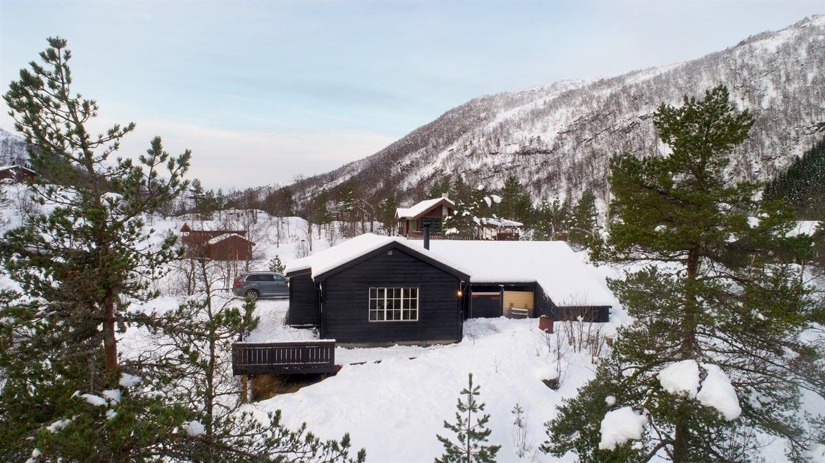位于Eikedalen/Kvamskogen的现代美丽小屋