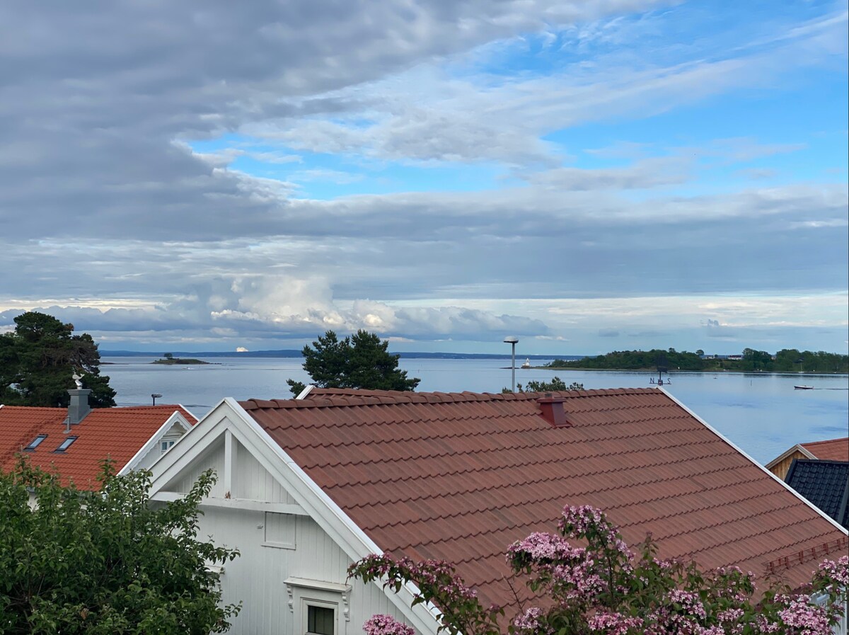 带海景的房源，带Tønsberg镇，步行2分钟即可抵达海滩