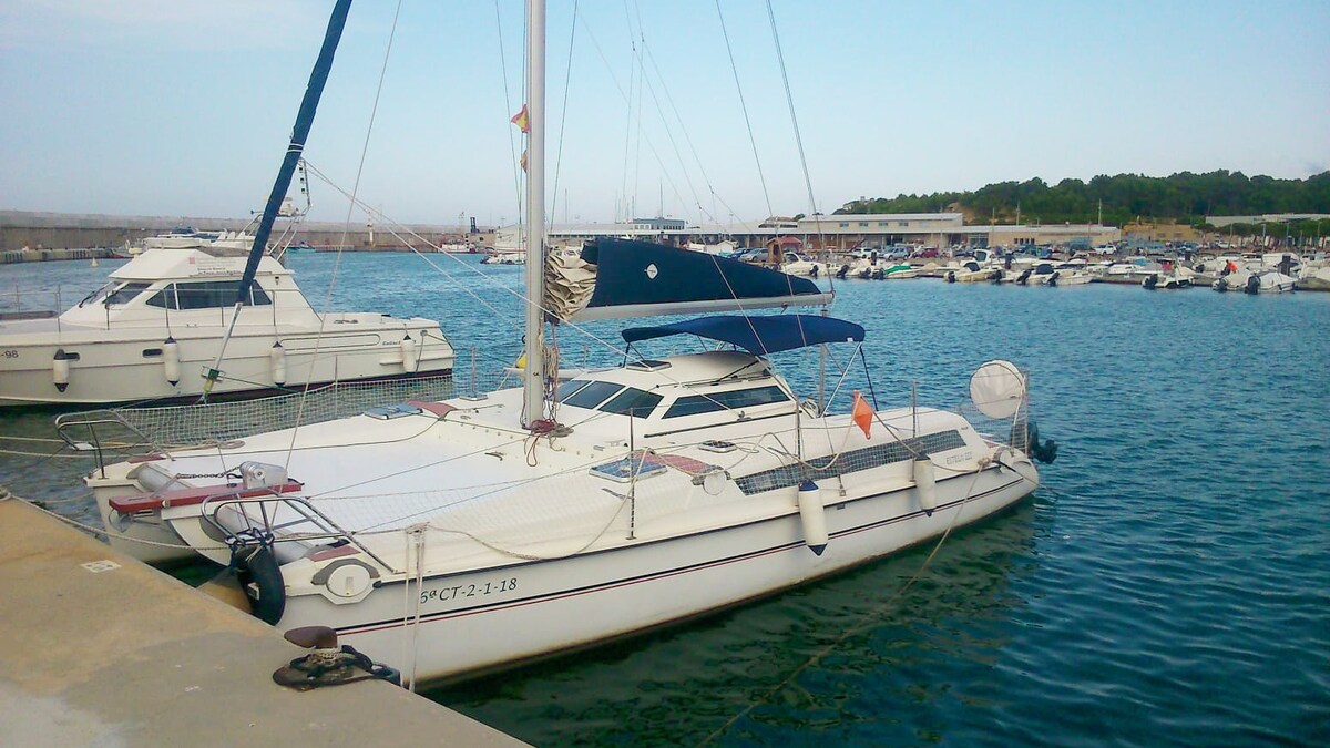 L'Escala （赫罗纳）的9人Barco-catamaran