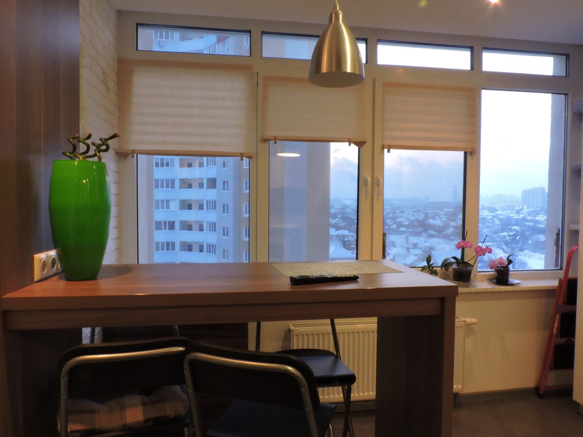 位于基辅安静区域的舒适设计师公寓