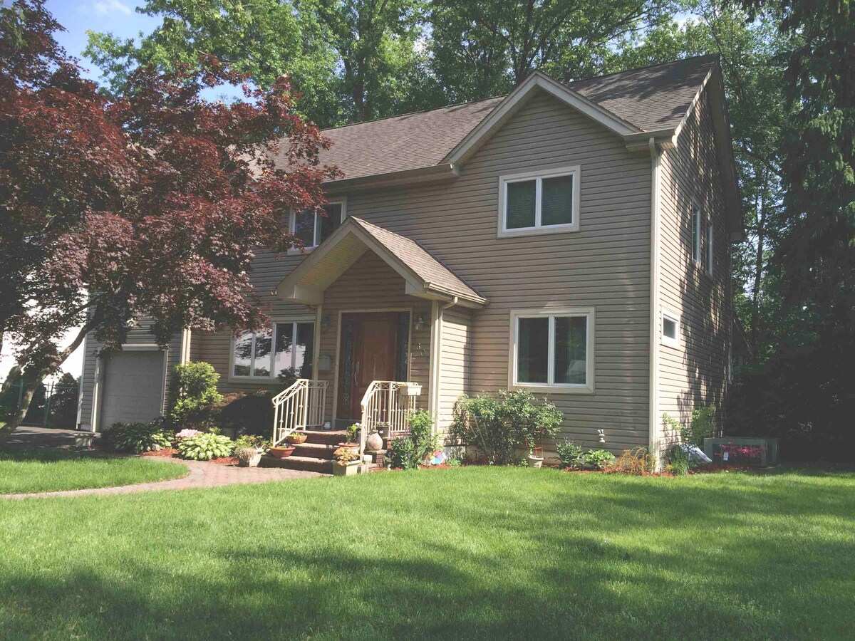 Large beautiful house by a park