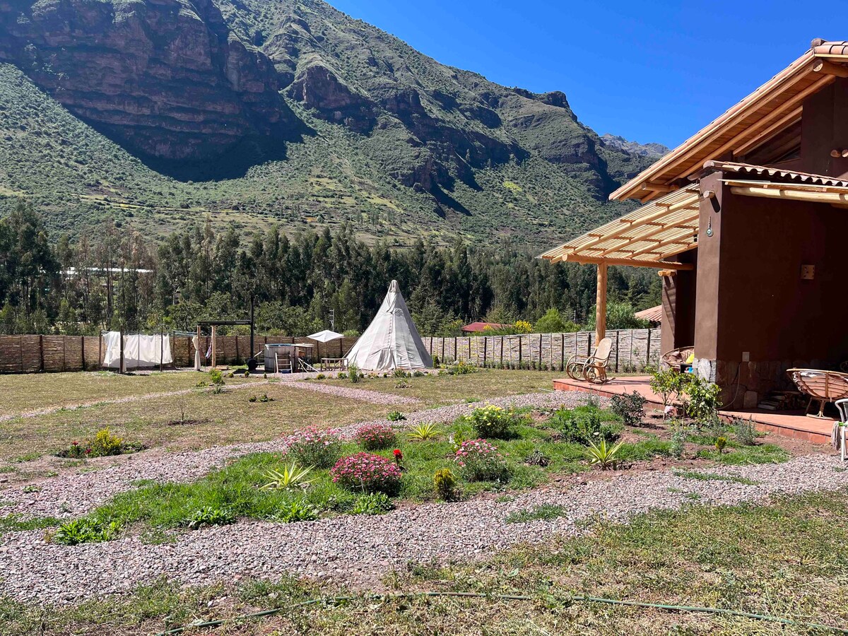 Hermoso bungalow con chimenea