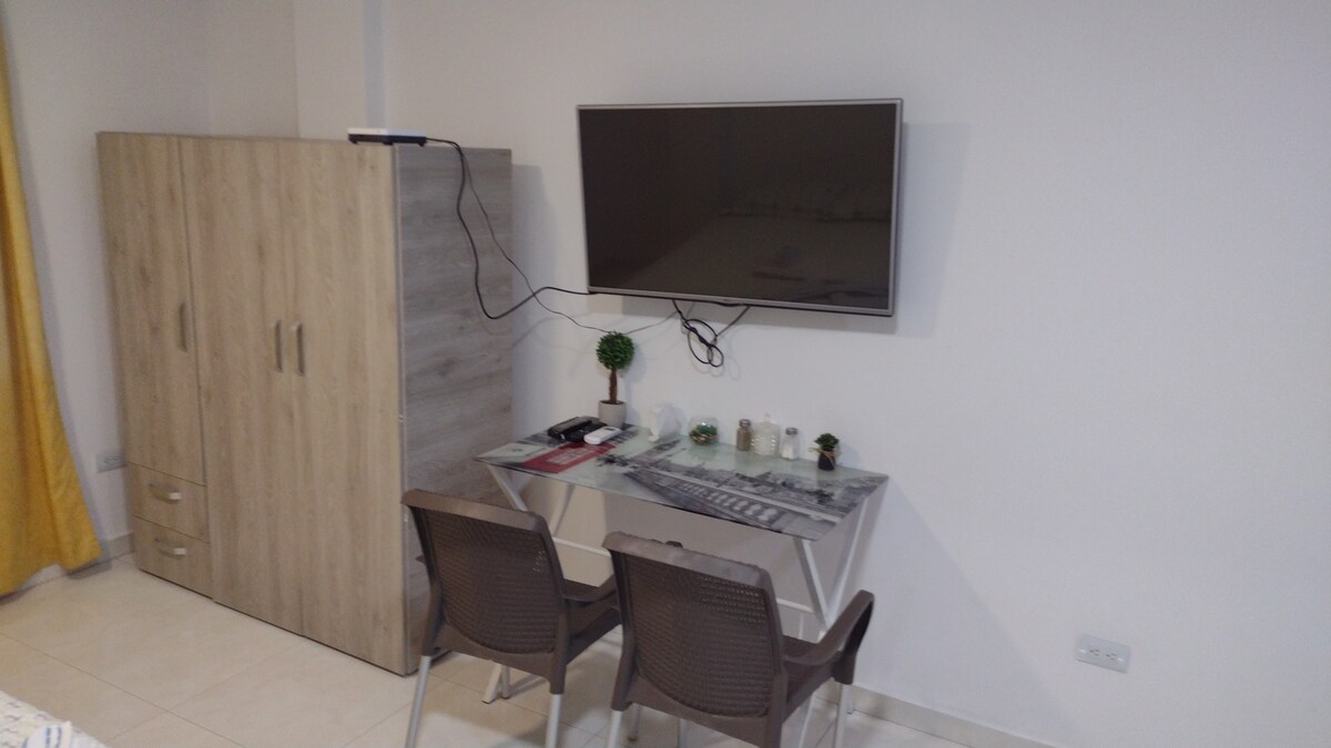 La Flora家具齐全的单间公寓，空调有线电视。