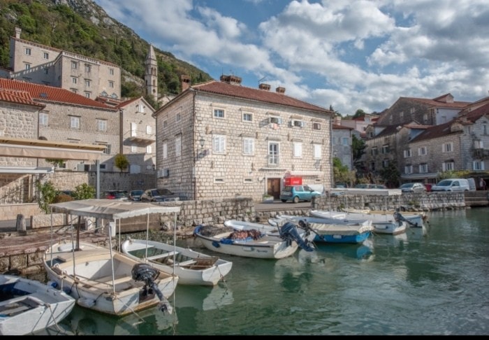 The Gem of Perast on the water's edge in Perast