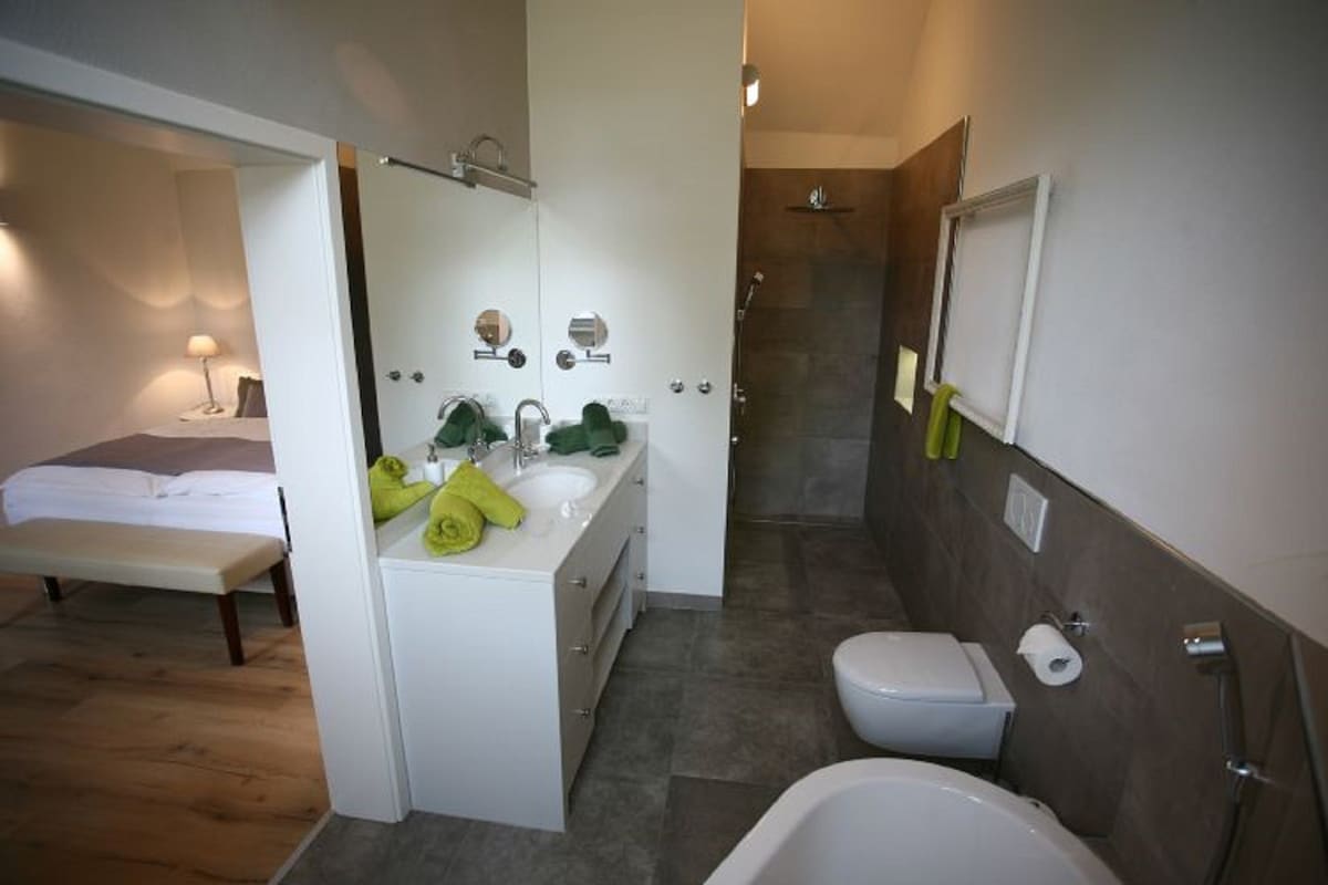 Ökonomiehof （ Lichtenfels ）度假公寓Kloster套房，配备淋浴和两个露台