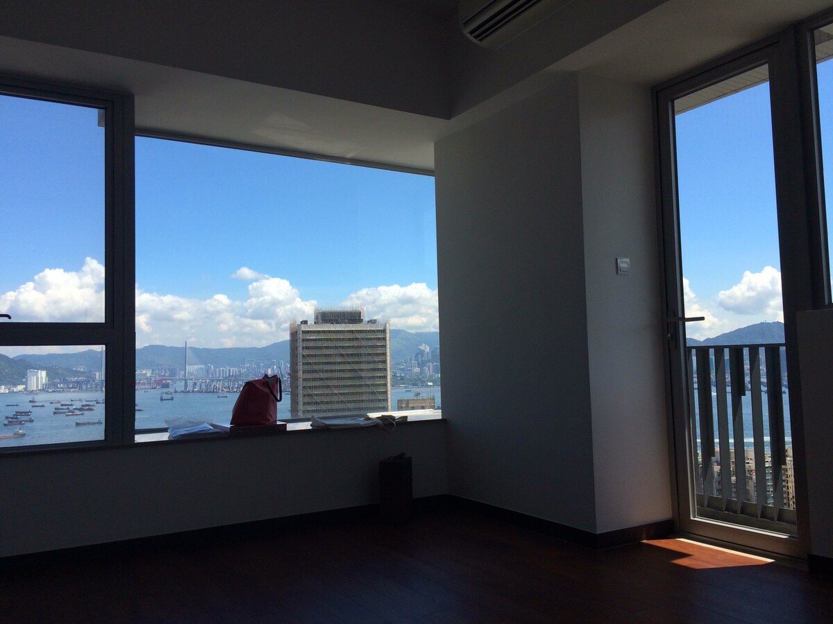 海景@香港西部舒适、全新、高楼层公寓+健身房