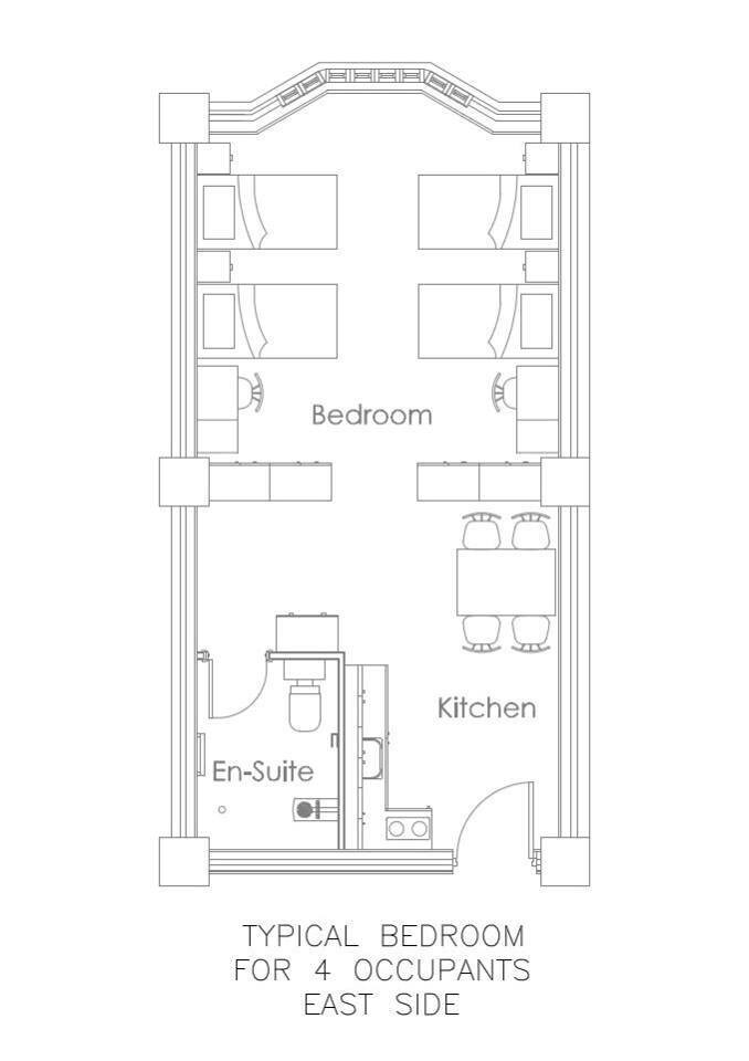 带有独立厨房和卫生间的卧室空间