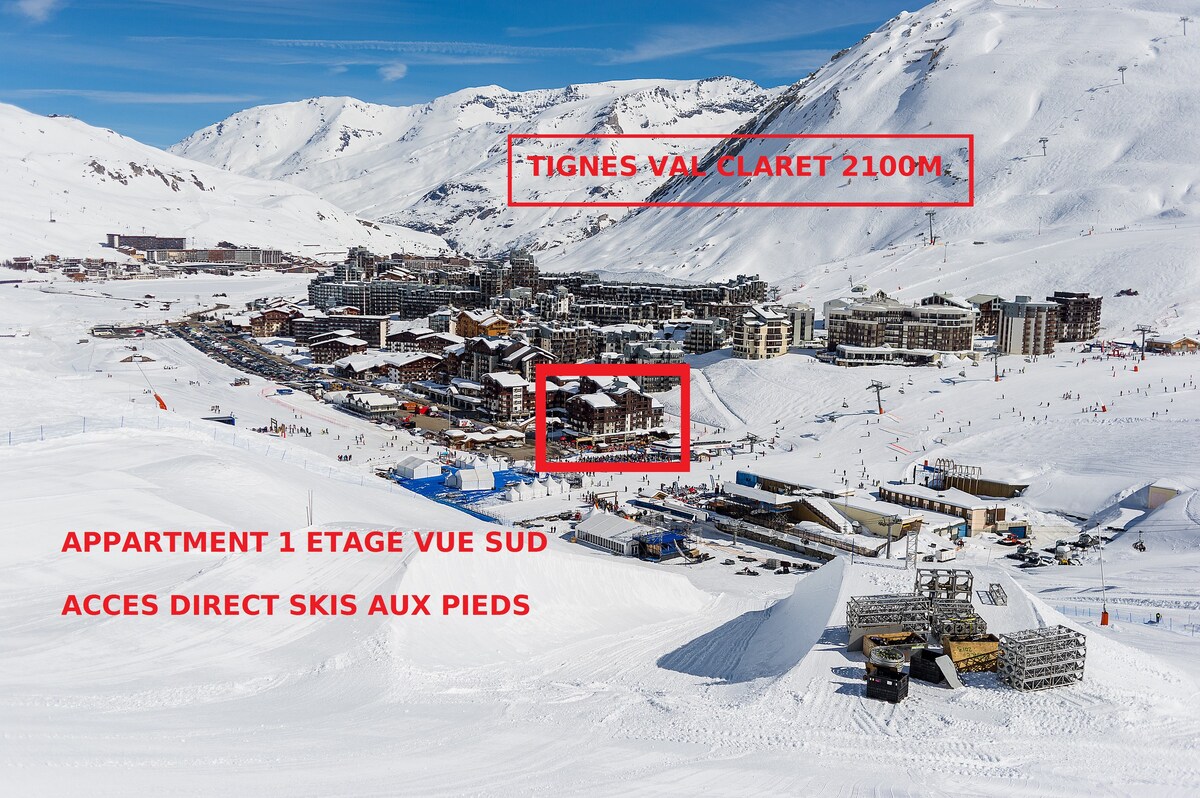 蒂涅瓦尔克拉雷特（ Tignes val claret ） 4人入住，南内外滑雪