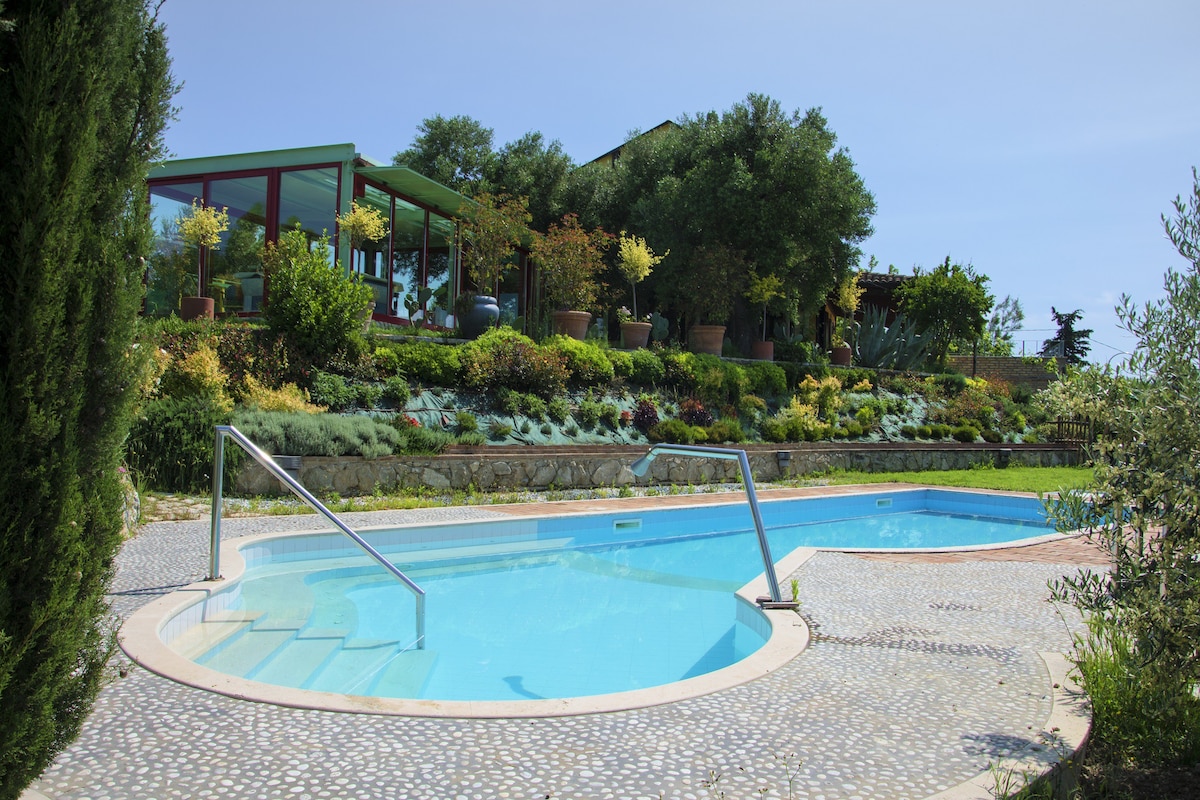Marche乡村泳池的豪华别墅，免费葡萄酒