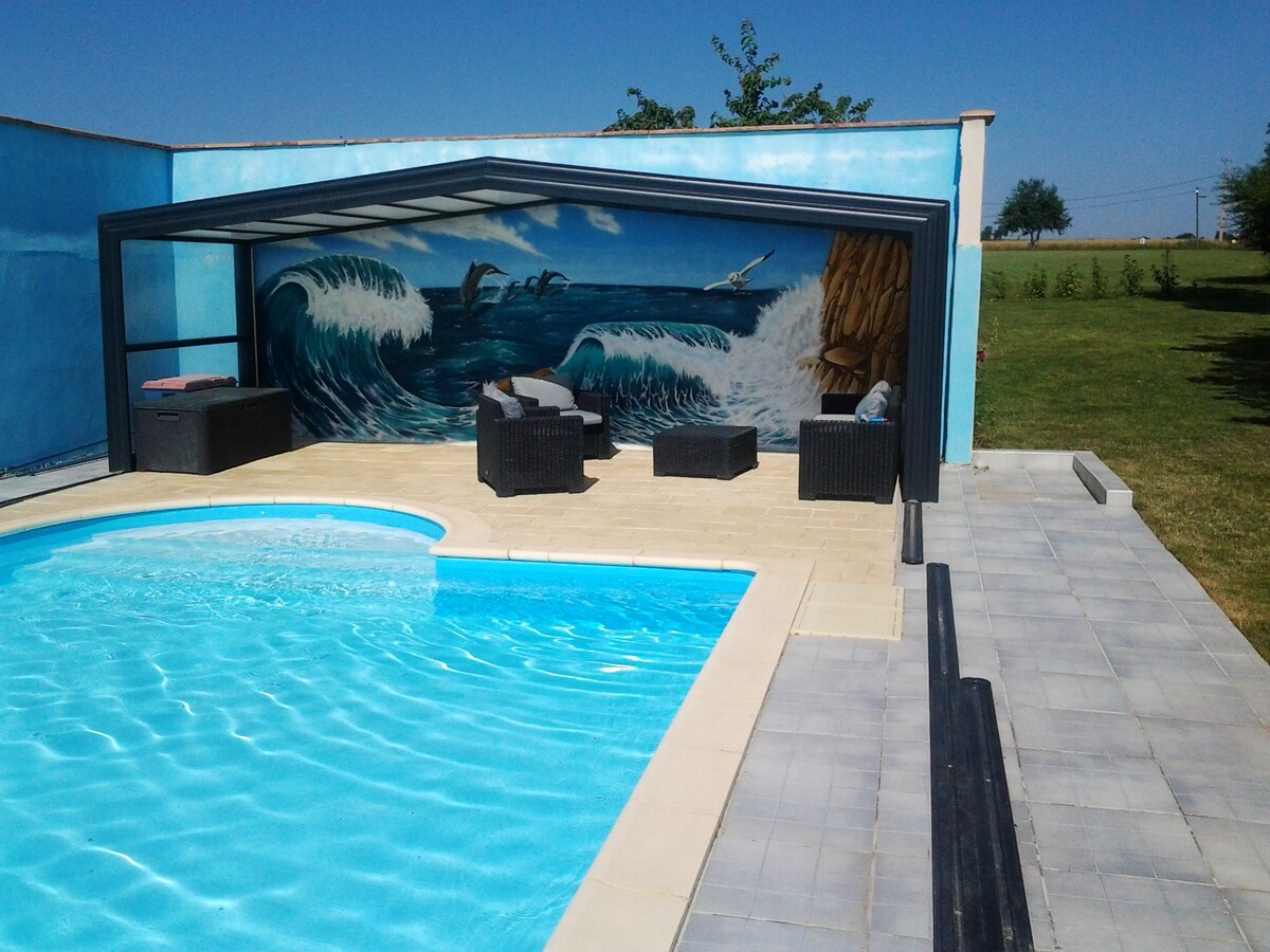 House for 6 ppl. with shared pool at Andouque