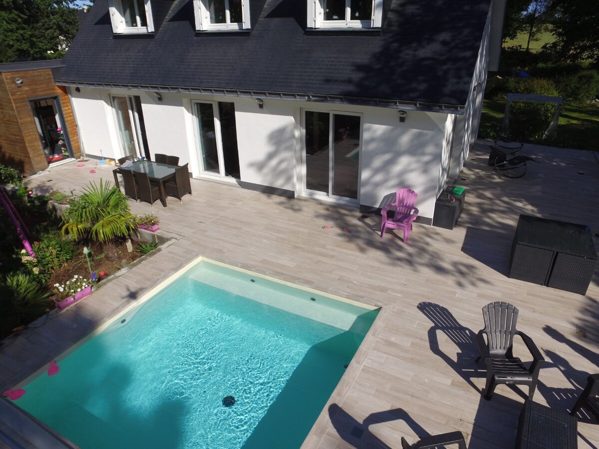 La Villa Oasis, piscine, axe Rennes/Nantes