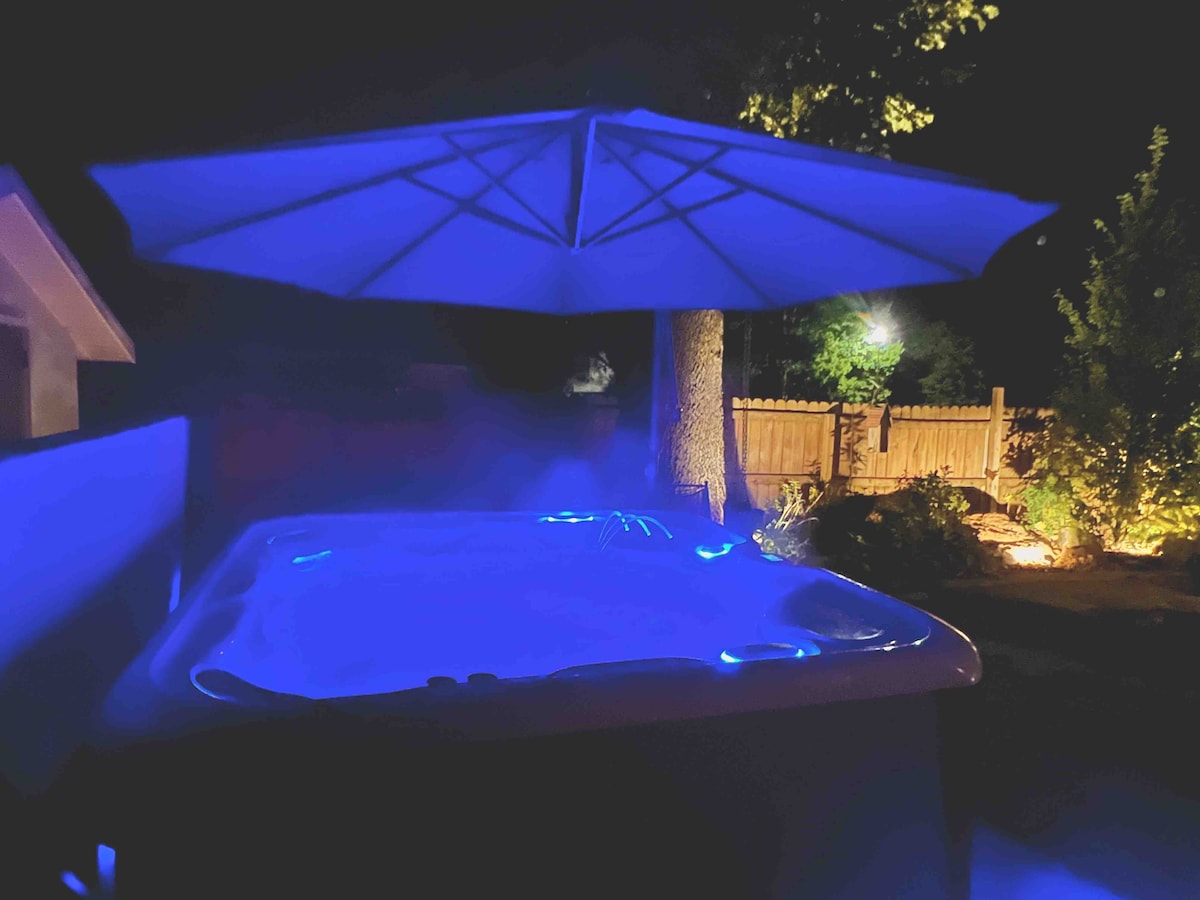 Hot tub, firepit, outdoor space, by Coler trails