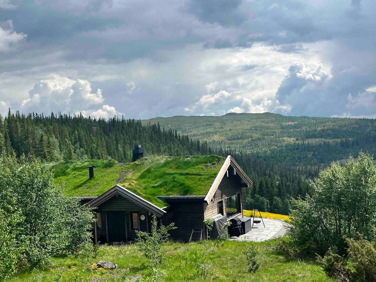 Unik, stor fjellhytte med jacuzzi.