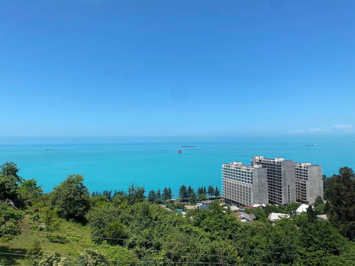 带大院子的房子，可欣赏美丽的海景