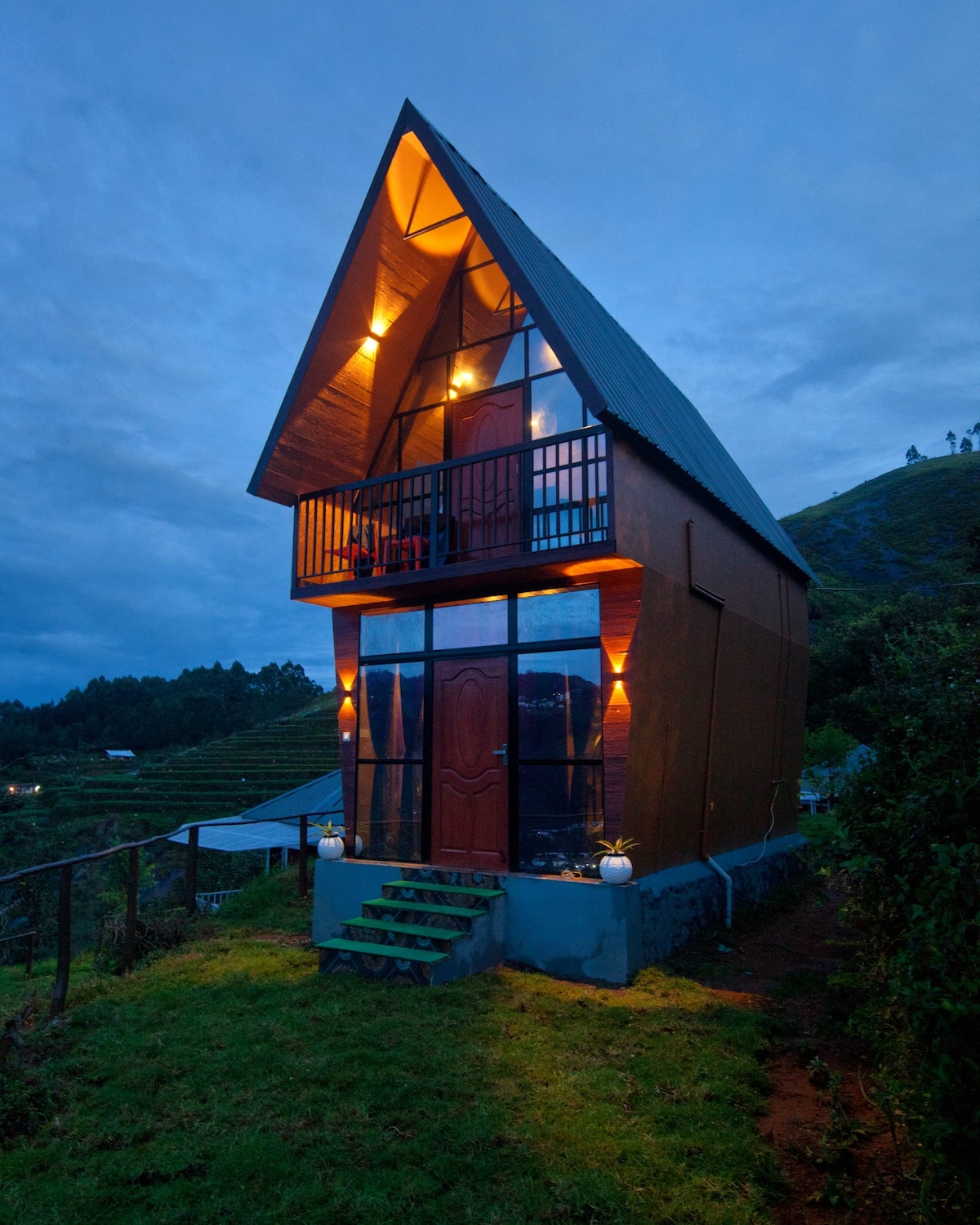 Entire Wooden A-Frame Cabin surrounded by forest