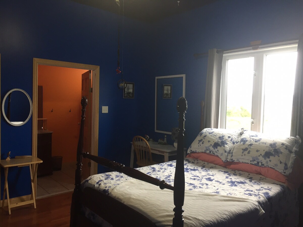 Bonavista BnB蓝色客房，双人床和单人间