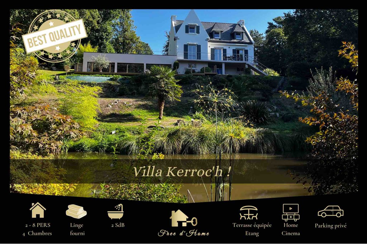 Villa Kerroc'h, élégante, cadre idyllique, étang