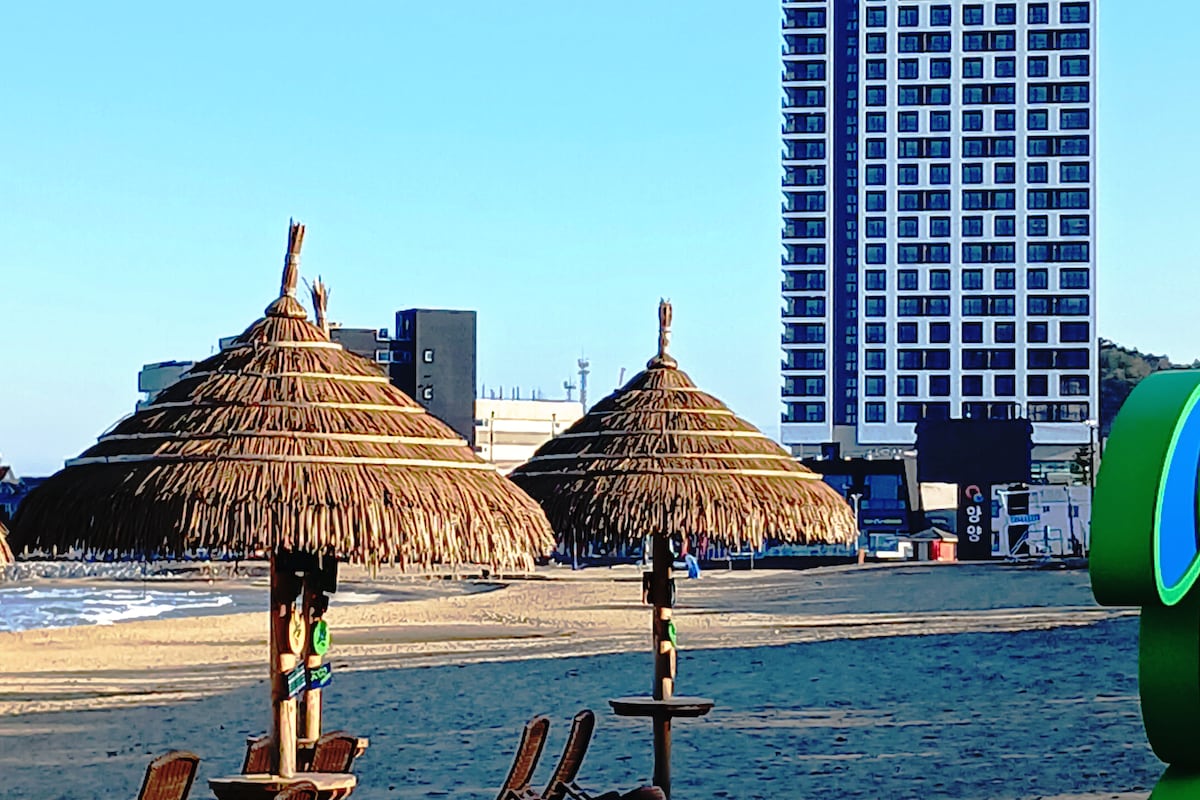 冲浪海滩景观，床上有海浪声# Yangnidan-gil 3分钟#冲浪度假村#提供自炊式#停车位很好