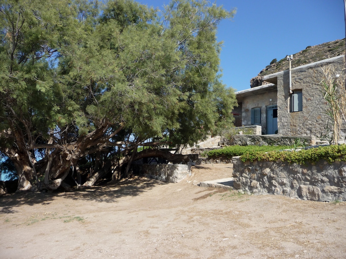 Old rustic stone beach house.