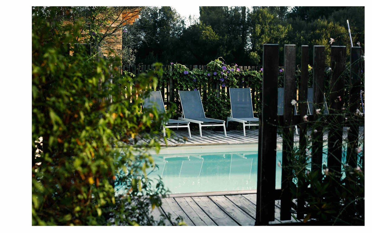 Grande maison landaise avec piscine chauffée