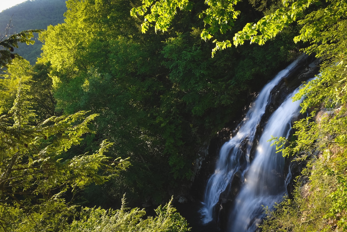 令人惊叹的荷兰溪瀑布（ Dutch Creek Falls ） -山谷（ Valle Crucis ）中心