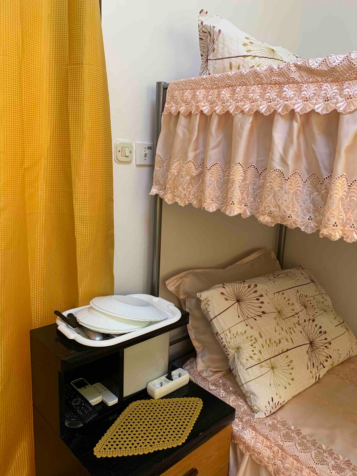 Lovely guest room with terrace and open fireplace.