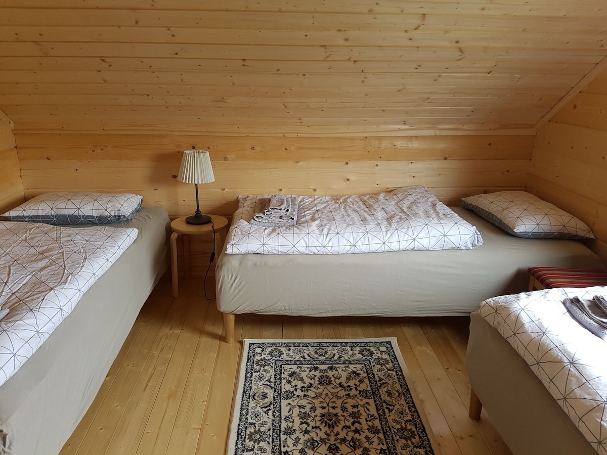 Mýrartunga Guesthouse三张单人床