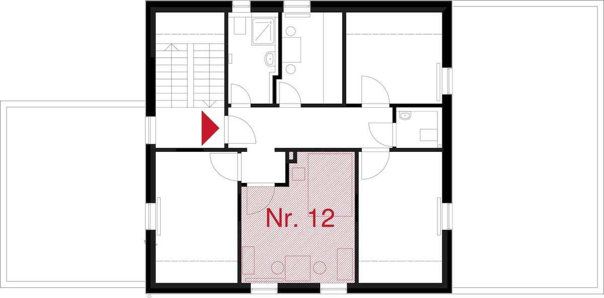 12号房间： 1 - 2人房，靠近地铁Degerloch/12