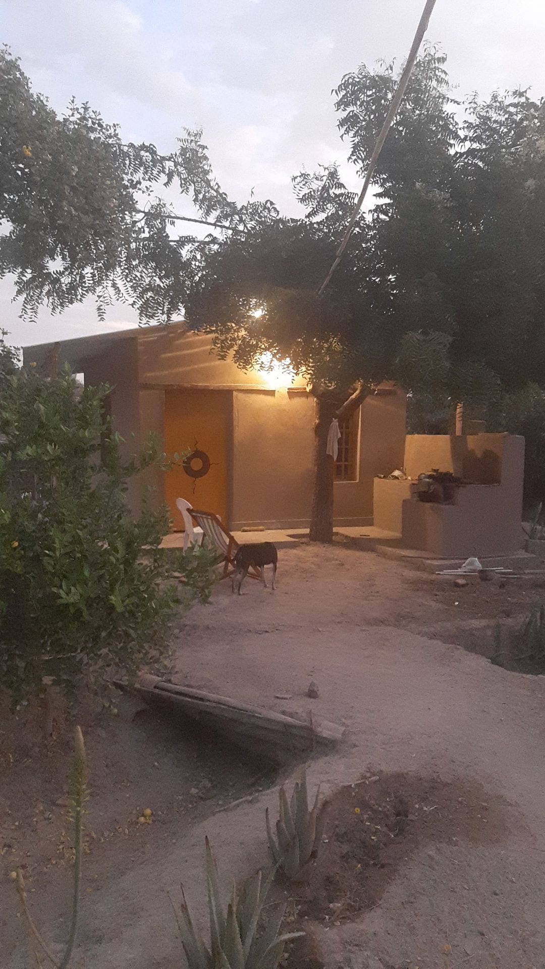 cabaña de barro en el campo.