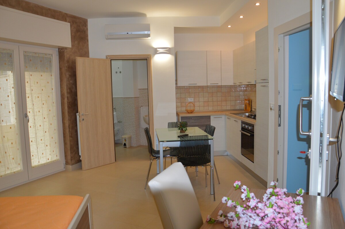 舒适的单间公寓，厨房和露台