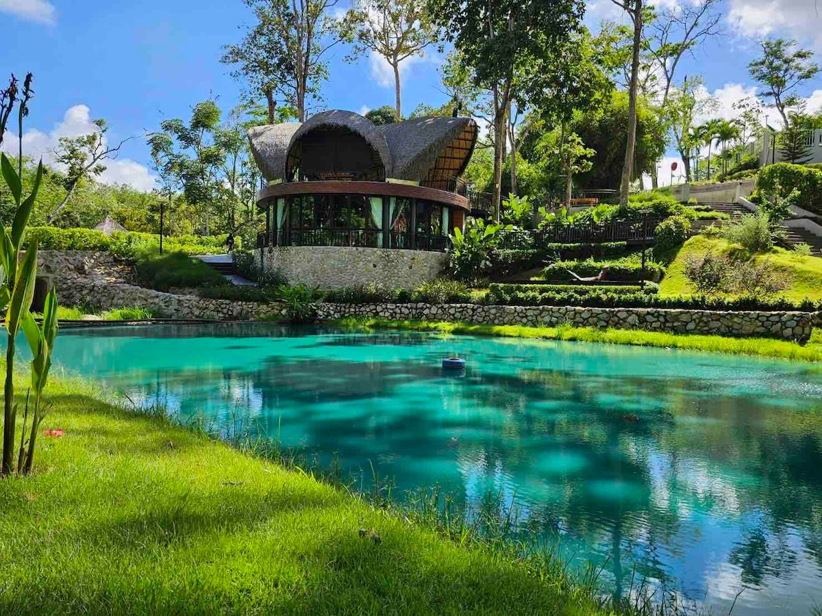 Delightful tent in tropical jungle