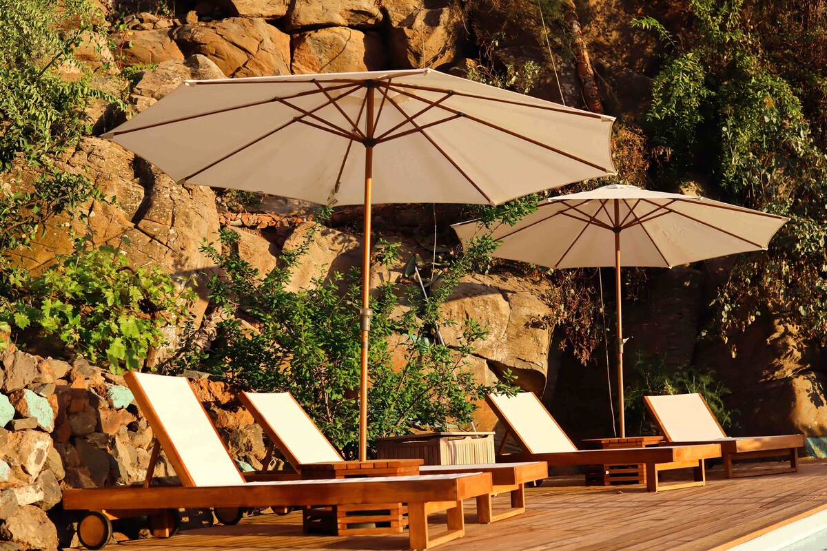 加那利风格房源，可欣赏海景、露台和泳池