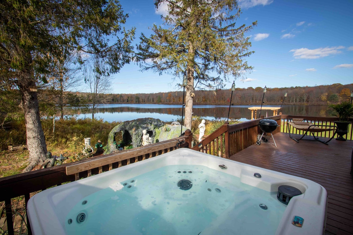 舒适浪漫的湖滨小木屋，带热水浴缸和桑拿房