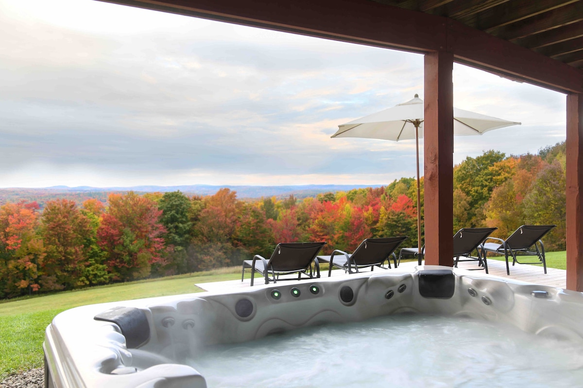 Catskills Mountaintop House带热水浴缸，可欣赏美景！