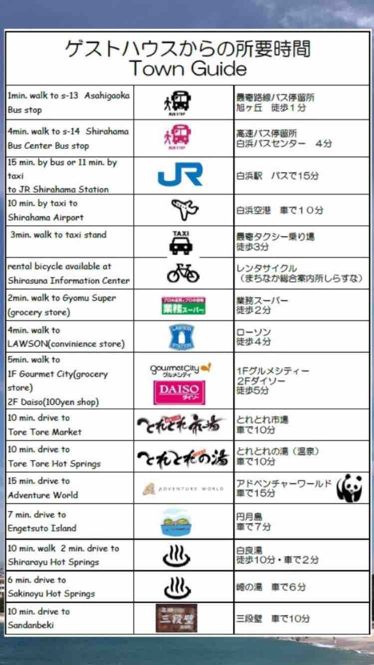 步行5分钟即可抵达白滨海滩白滨客房厨房、洗手间、厕所和淋浴费